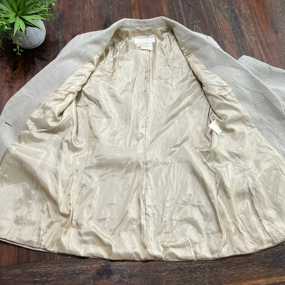 Escada Neutral Herringbone Blazer Cream Tan Margaretha Ley Vintage 36 2 button - Picture 9 of 15